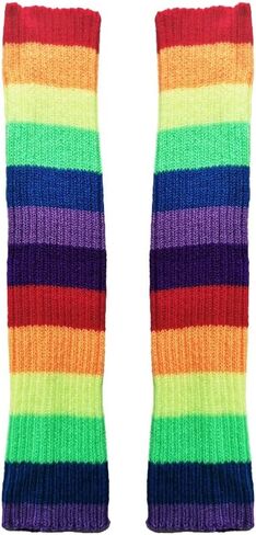 VIGUEUR Retro Rainbow Leg Warmers, Neon Ribbed Knit, for 80s, Sports, Yoga, Women in Saudi Arabia