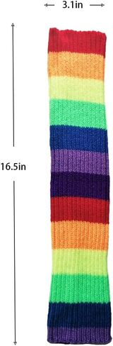 VIGUEUR Retro Rainbow Leg Warmers, Neon Ribbed Knit, for 80s, Sports, Yoga, Women in Saudi Arabia