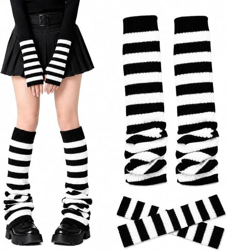 Leg Warmers Knitted Stretchy Y2K Star Skull Gothic Baggy Grunge Lolita Kawaii Gyaru Girls Women Socks Leg Cover in Saudi Arabia