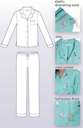 PajamaGram Womens Pajamas Soft Cotton - Dog Pajamas for Women, Blue, 1X, 16-18 in Saudi Arabia