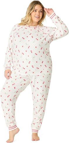 PJ Salvage Women's [Plus Size] Peachy Jersey Pullover Long-sleeve Top and Pajama Pant 2-piece Set in Kuwait