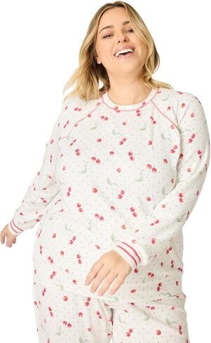 PJ Salvage Women's [Plus Size] Peachy Jersey Pullover Long-sleeve Top and Pajama Pant 2-piece Set in Kuwait