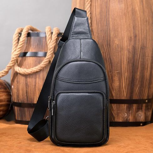 Genuine Leather Sling Bags for Men Crossbody Purse Vintage Small Messenger Shoulder Bag for Phone Side Chest Daypack Bag in Saudi Arabia