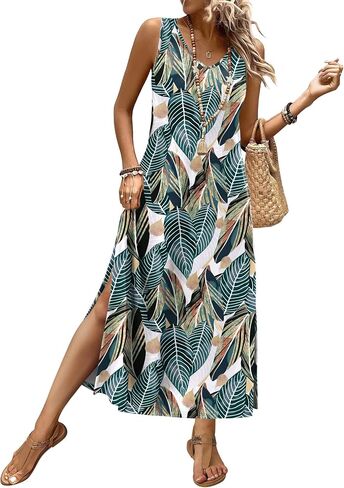 XIEERDUO Maxi Summer Dresses for Women 2026 Beach Vacation Clothes Spring Boho Cruise Sundresses with Pockets S-2Xl in Kuwait