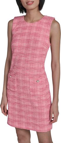 Karl Lagerfeld Women's Sleeveless Round Neck A-line Tweed Mini Dress in Kuwait