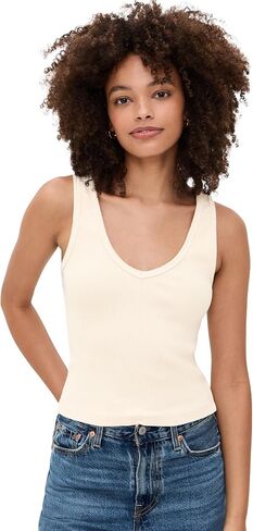 perfectwhitetee Women's Structured Rib V-Neck Tank in Saudi Arabia