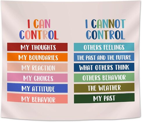 50x60in Mental Health Tapestry, Circle of Control Positive Affirmations Wall Hanging, Mental Health Gift for Women, Inspirational Psychology Poster Wall Art Decor for Therapy Office, School Counselor in Kuwait