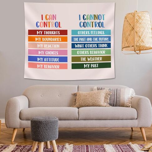 50x60in Mental Health Tapestry, Circle of Control Positive Affirmations Wall Hanging, Mental Health Gift for Women, Inspirational Psychology Poster Wall Art Decor for Therapy Office, School Counselor in Kuwait