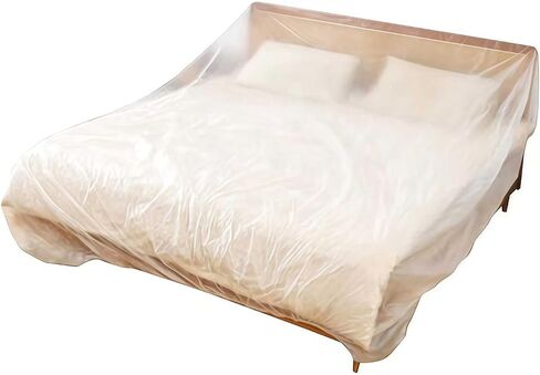 2 Pack Sofa Dust Covers Dustproof Couch Protector Plastic Moving and Storage Covers for Furniture Moves Protection Queen Bed King Bed Home Renovation Wall Painting Basement Garage in Kuwait