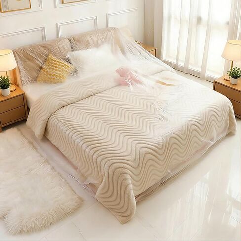2 Pack Sofa Dust Covers Dustproof Couch Protector Plastic Moving and Storage Covers for Furniture Moves Protection Queen Bed King Bed Home Renovation Wall Painting Basement Garage in Kuwait