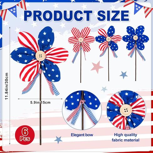 6 Pcs 4th of July Patriotic Flowers 250th Anniversary Red White Blue Flower Independence Day Artificial Flowers Red White Blue Flower for Home Decor Indoor Memorial Day Table Centerpiece in Saudi Arabia