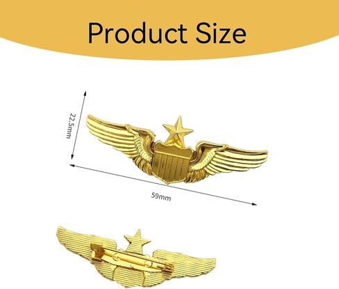 Pilot Pin,Pilot Wings Pin,Gold Air Force Senior Pilot Wing Badge | Metal Aviator Lapel Pin for Hat,Shirt,Uniform,Costume,gold ,Senior Pilot Wing Design.Gift for Pilots,Aviation Enthusiasts in Kuwait