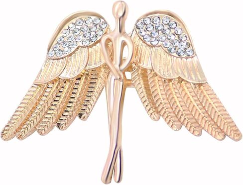 Crystal Angel Wings Brooch Pin Elegant Rhinestone Statement Brooches Fashion Corsage Suit Jewelry Accessories for Men Women Gift Gold Silver Plated in Kuwait