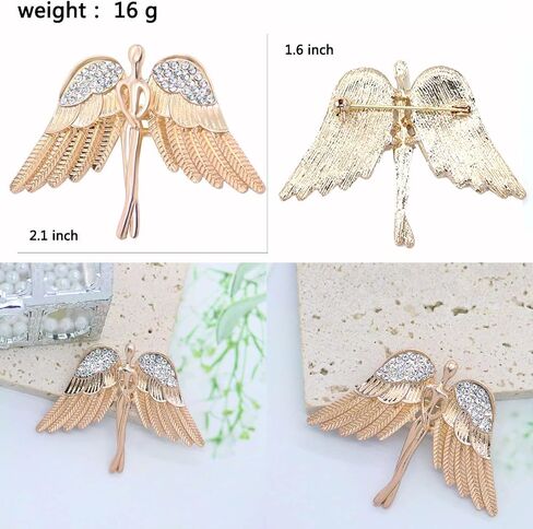 Crystal Angel Wings Brooch Pin Elegant Rhinestone Statement Brooches Fashion Corsage Suit Jewelry Accessories for Men Women Gift Gold Silver Plated in Kuwait