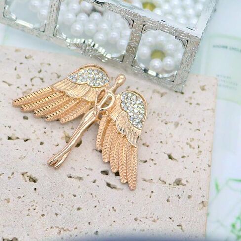 Crystal Angel Wings Brooch Pin Elegant Rhinestone Statement Brooches Fashion Corsage Suit Jewelry Accessories for Men Women Gift Gold Silver Plated in Kuwait