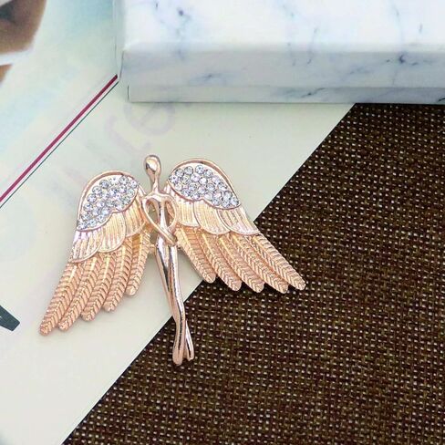 Crystal Angel Wings Brooch Pin Elegant Rhinestone Statement Brooches Fashion Corsage Suit Jewelry Accessories for Men Women Gift Gold Silver Plated in Kuwait