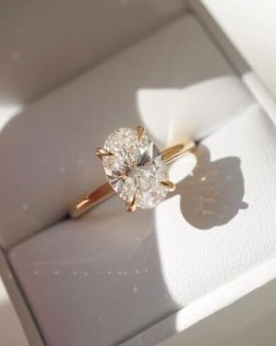 14K Gold Plaed Moissanite Wedding Gift, 4 CT Oval Diamond wedding Ring, luxury jewelry, Solitaire Ring, Personalized,Gift for Her Gifted for her, Size 3-12 (USA) in Saudi Arabia
