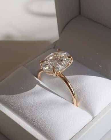 14K Gold Plaed Moissanite Wedding Gift, 4 CT Oval Diamond wedding Ring, luxury jewelry, Solitaire Ring, Personalized,Gift for Her Gifted for her, Size 3-12 (USA) in Saudi Arabia