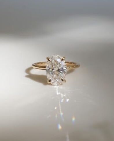 14K Gold Plaed Moissanite Wedding Gift, 4 CT Oval Diamond wedding Ring, luxury jewelry, Solitaire Ring, Personalized,Gift for Her Gifted for her, Size 3-12 (USA) in Saudi Arabia