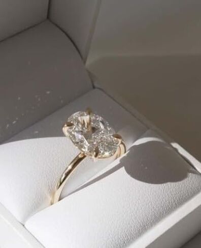14K Gold Plaed Moissanite Wedding Gift, 4 CT Oval Diamond wedding Ring, luxury jewelry, Solitaire Ring, Personalized,Gift for Her Gifted for her, Size 3-12 (USA) in Saudi Arabia