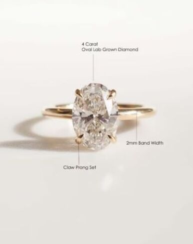14K Gold Plaed Moissanite Wedding Gift, 4 CT Oval Diamond wedding Ring, luxury jewelry, Solitaire Ring, Personalized,Gift for Her Gifted for her, Size 3-12 (USA) in Saudi Arabia