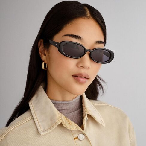 Le Specs Outta Love+ Sunglasses - Black, Oval, Unisex, Micro 90s Sleek Style in Saudi Arabia