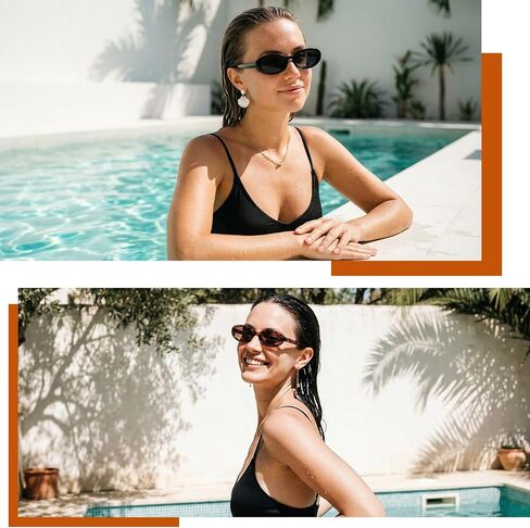 JATEBI 3 Pairs Retro Oval Sunglasses for Women Small Cat Eye Sun Glasses 90s Lightweight Trendy Shades in Kuwait