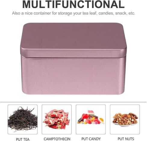 NUOBESTY Rectangle Tinplate Tea Storage Box with Lid Metal Tin Box for Tea Leaf Candy and Small Item Organizer Portable Home Storage Container 5.11X3.14X2.36 Inches in Kuwait