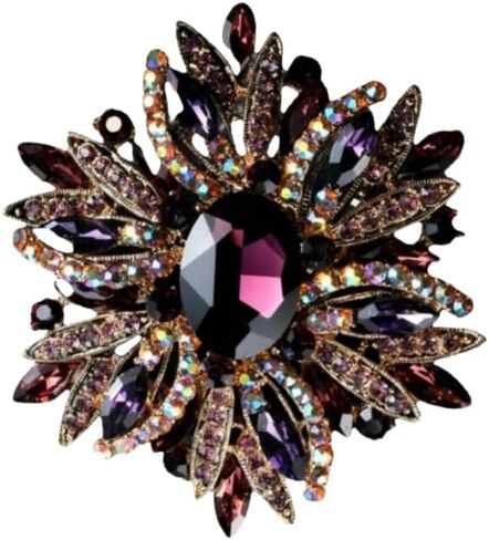 Crystal Flower Brooch Retro Elegant Colorful Rhinestone Brooch Pin for Wedding Party Clothing Hat Bag Accessory in Saudi Arabia