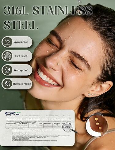 GEMQUEEN 8 PCS Moissanite Nose Studs Flat Back Earrings Hypoallergenic : 14K Gold Plated Stainless Steel Nose Rings 20G Push in Threadless Lip Cartilage Helix Conch Piercing Jewelry for Women Men in Saudi Arabia