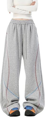Skateboard Frog Women's Y2K Baggy Sweatpants Wide Leg Streetwear Hip Hop Dance Drawstring Contrast Line Design Joggers in Saudi Arabia