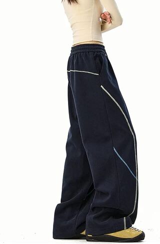 Skateboard Frog Women's Y2K Baggy Sweatpants Wide Leg Streetwear Hip Hop Dance Drawstring Contrast Line Design Joggers in Saudi Arabia