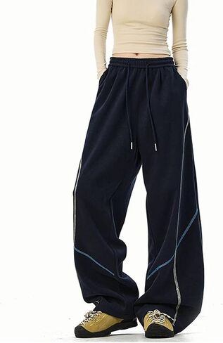 Skateboard Frog Women's Y2K Baggy Sweatpants Wide Leg Streetwear Hip Hop Dance Drawstring Contrast Line Design Joggers in Saudi Arabia