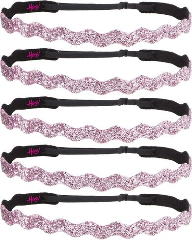 Hipsy Women's Adjustable No Slip Light Pink Bling Glitter Team Sports Headband Multi Packs in Saudi Arabia