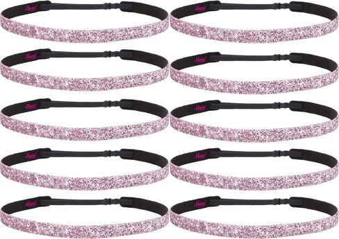Hipsy Women's Adjustable No Slip Light Pink Bling Glitter Team Sports Headband Multi Packs in Saudi Arabia