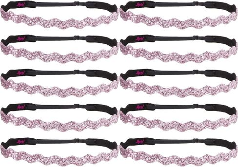 Hipsy Women's Adjustable No Slip Light Pink Bling Glitter Team Sports Headband Multi Packs in Saudi Arabia