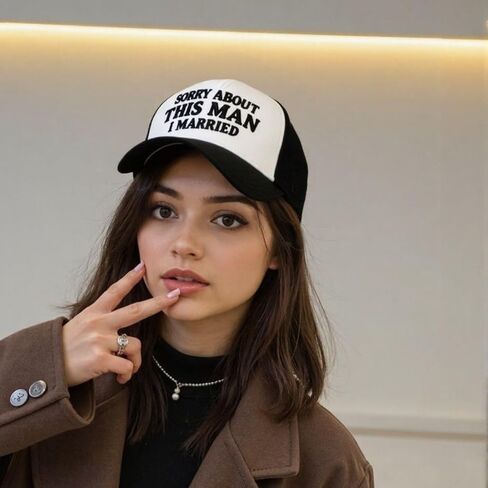 Sorry About This Man I Married – Funny Women’s Trucker Hat, 3D Embroidered Mesh Snapback Cap in Saudi Arabia