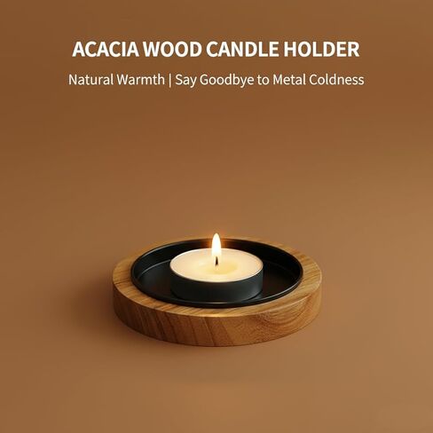 Acacia Wood Candle Holder Farmhouse Decor, 2-Pack Wooden Rustic Pillar Candle Stand for Table, Candlestick Holder for Table Centerpiece Decor, Holds Candles up to 3.35In Diameter in Saudi Arabia