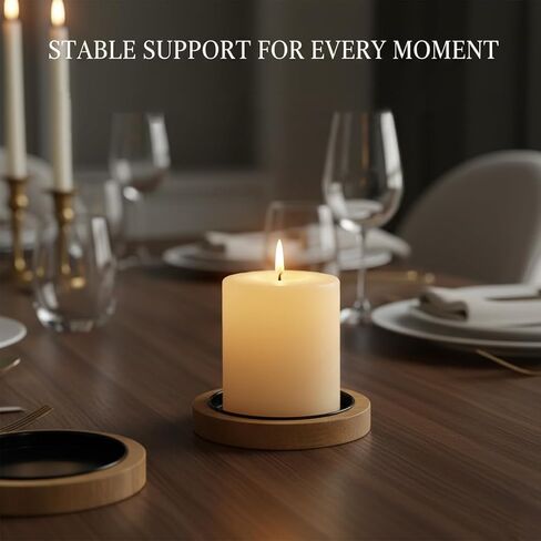 Acacia Wood Candle Holder Farmhouse Decor, 2-Pack Wooden Rustic Pillar Candle Stand for Table, Candlestick Holder for Table Centerpiece Decor, Holds Candles up to 3.35In Diameter in Saudi Arabia