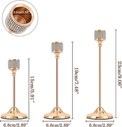Set of 6 French Gold Metal Taper Candle Holders, Vintage Candlestick Holders for Table Mantel Dining Fireplace Wedding Party Anniversary Centerpiece Home Decor and Housewarming Gift-Gold-6 in Saudi Arabia