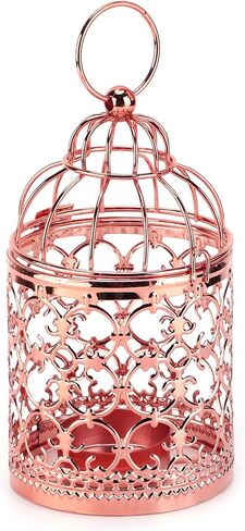 Bird Cage Candle Holder, Elegant Hanging Gold Metal Lantern Tealight Centerpiece for Table Wedding Party Home Decor in Kuwait