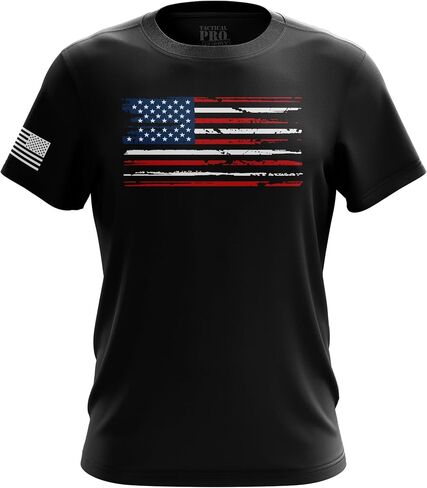 Men’s American Flag T-Shirt, Heavyweight Cotton Graphic Tee, Classic Fit Short Sleeve Crew Neck, Patriotic Style, Made in USA in Saudi Arabia
