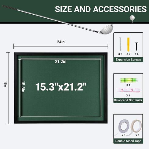 Golf Flag Frame 18x24 for 14x20 Pin Flags, Black Solid Wood Golf Memorabilia Display Case with Double-Layer Floating Mat, No-Hook Wall Mount Shadow Box, Golf Gift for Men (Flag Not Included) in Saudi Arabia