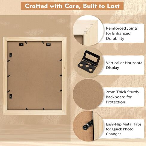 Golden State Art 16x20 Picture Frame Black Gold Trim - Solid Wood Frame With Tempered Glass - Fits 16x20 without & 11x14 In Photos With Mat - Wall Mount Vertical Horizontal for Art, Posters, Portraits in Kuwait