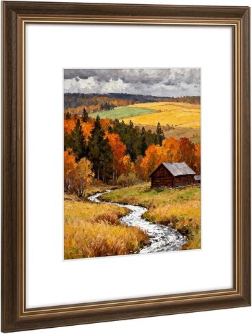 Golden State Art 16x20 Picture Frame Black Gold Trim - Solid Wood Frame With Tempered Glass - Fits 16x20 without & 11x14 In Photos With Mat - Wall Mount Vertical Horizontal for Art, Posters, Portraits in Kuwait