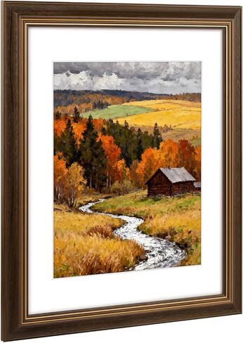 Golden State Art 16x20 Picture Frame Black Gold Trim - Solid Wood Frame With Tempered Glass - Fits 16x20 without & 11x14 In Photos With Mat - Wall Mount Vertical Horizontal for Art, Posters, Portraits in Kuwait