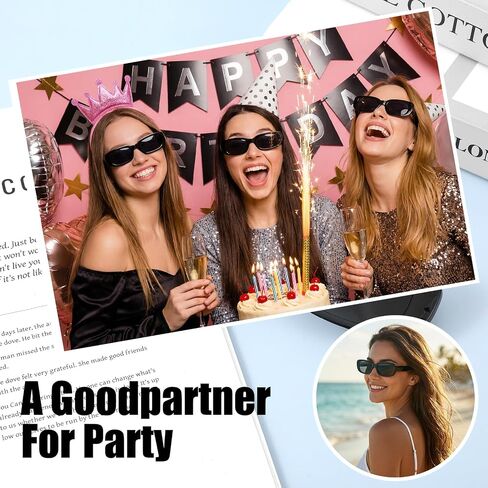 20 Pairs Small Rectangle Sunglasses Bulk, Black Frame Black Lens Retro 90s Style Sun Glasses Trendy Square Party Glasses for Women Men Bachelorette Party Favors Events in Saudi Arabia