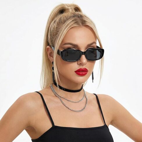 20 Pairs Small Rectangle Sunglasses Bulk, Black Frame Black Lens Retro 90s Style Sun Glasses Trendy Square Party Glasses for Women Men Bachelorette Party Favors Events in Saudi Arabia