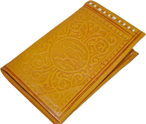 Handmade Moroccan By-fold Leather Wallet Large Vintage Exquisite Handy Yellow in Saudi Arabia