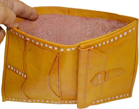 Handmade Moroccan By-fold Leather Wallet Large Vintage Exquisite Handy Yellow in Saudi Arabia